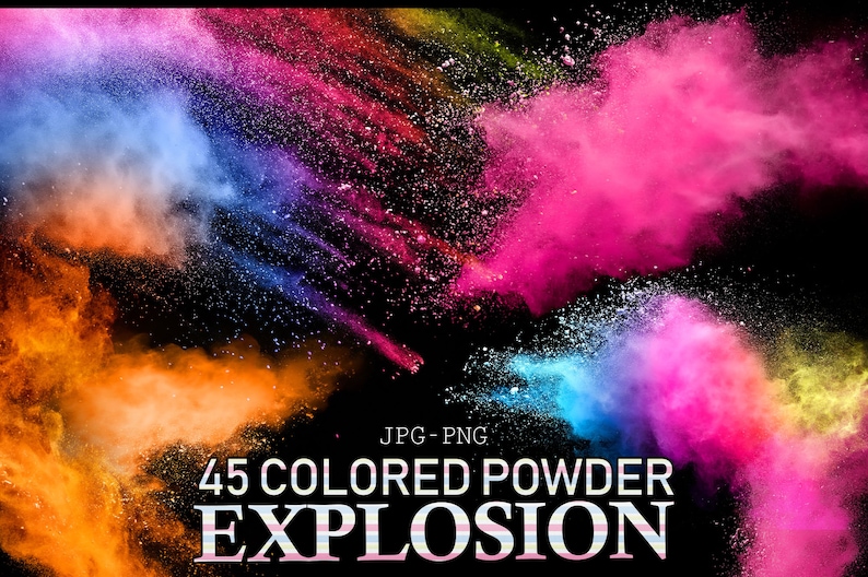 45 Explosion von farbigem Pulver, Heilige Pulver Textur Regenbogen Explosion Texturen farbige Abstrakte Kunst Digitale Papier Hintergründe weht Pulver Bild 1