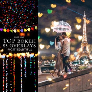 85 Bokeh photo overlays, hearts bokeh overlay, star bokeh overalys, romantic bokeh, gold bokeh, Overlays for Photoshop, Digital backdrop