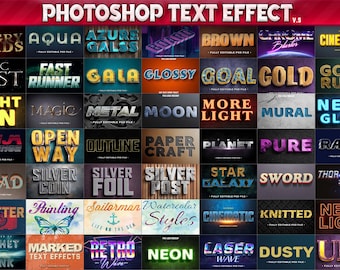 100 Photoshop-Texteffekte, vollständig bearbeitbare 3D-PSD-Vorlagen, Filmstile, Gold, Silber, Film