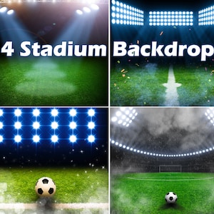 4 Cenário de estádio de futebol, fundo de gol de futebol, fundo de estádio esportivo, luzes de estádio, sobreposições de Photoshop, holofote, holofote