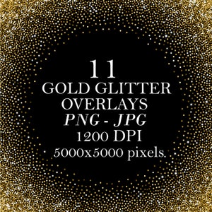 11 Gold Glitter Overlays, Golden Texture Background, Photoshop Overlays, Glitter backdrop, Confetti overlays, gold glitter frames, PNG files