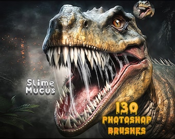 130 Slime Mucus Photoshop Brushes, Realistic Saliva, Drips Effects for Creatures, Monsters, ABR