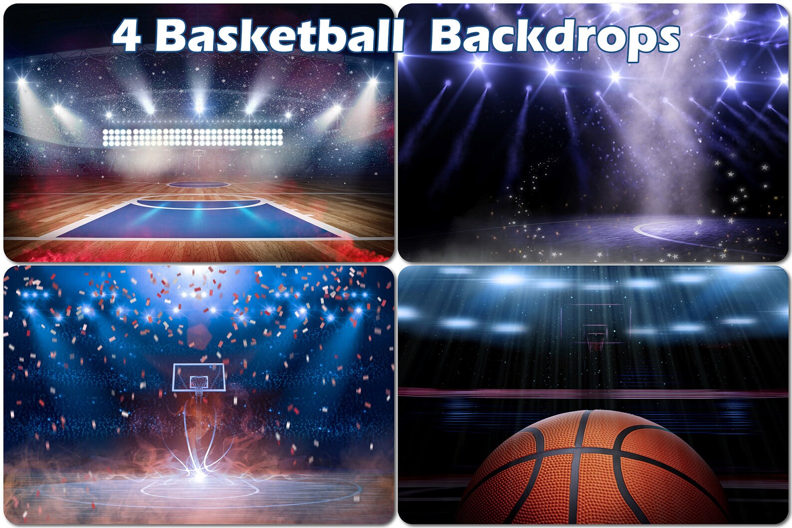 4 Basketball Digital Backgrounds Sport Backdrops Spotlights Etsy