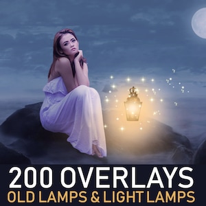 200 Light Lamp Overlays, Kerosene Lamp, candle lamps, Old, Vintage Lanterns, Magic fairy fantasy light lighting effects, Photoshop Overlay