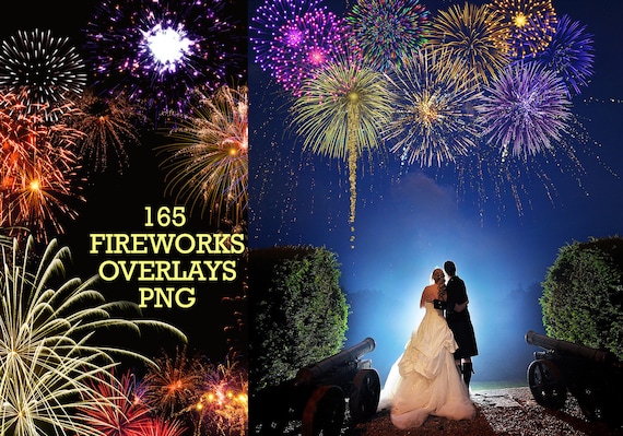 165 Fireworks Photo Overlays, Wedding, Holiday, Fireworks Explosion, Night Festival, Sky Show Overlay, PNG