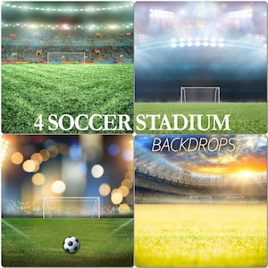 4 Cenário de estádio de futebol, fundo de gol de futebol, cenários de estádio esportivo, luzes de estádio, sobreposições de Photoshop, holofote, holofote