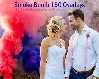 150 Smoke Bomb Photo Overlays, Colorful PNG, Photoshop Smoke Brushes