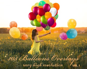 105 Luftballons Foto Overlays Vol.1, Fotografie Overlays, Fotografie Prop, digitale Luftballons ClipArt, Clipart Png-Datei, Falling Air Balloons