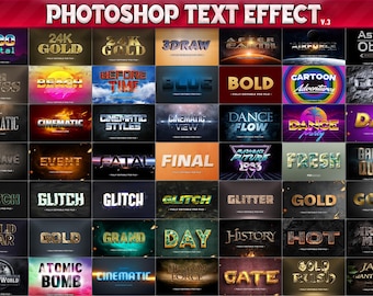 100 Photoshop-Texteffekte, vollständig bearbeitbare 3D-PSD-Vorlagen, Filmstile, Gold, Silber, Holz