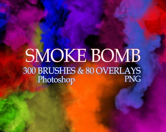 80 Colored Smoke Bomb Overlays & 300 Smoke Bomb Brushes for Photoshop, Colorful Gender Reveals Smoke, PNG file colored fog photoshop overlay