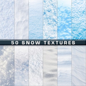 50 Snow Textures, Realistic snow, Winter texture, Natural frozen backgrounds, Fluffy white snow, Winter frost, Frozen surface, Blue light