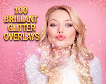100 Blowing Glitter Photoshop Overlays, Gold Photoshop Overlays, Sparkle Glitter Overlay, Glanz Glitzer Photoshop, Schimmer Hochzeit Overlay
