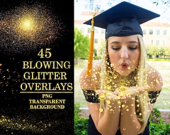45 Blowing Glitter Photoshop Overlays, Confetti Photoshop overlays, photoshop overlay, Gold glitter overlay, glitter photoshop, PNG Files