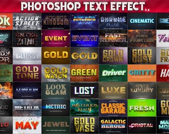 100 Photoshop Text Effects, 3D Fully Editable PSD Templates, Cinematic, Gold, Watercolor, Modern, Mystic