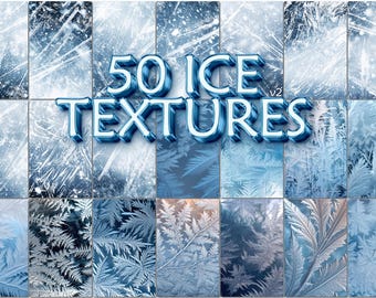 50 ijstexturen, wintervorstoverlays, gebarsten achtergronden, winterweer, bevroren water, sneeuwvlokpatroon