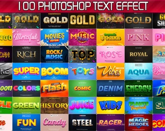 100 Photoshop Text Effects, 3D Fully Editable PSD Templates, Gaming Styles, Gold, Silver, Cinematic