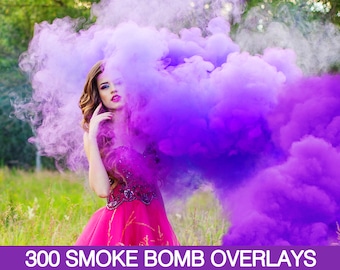 300 Smoke Bomb Overlays, Colorful Smoke, PNG file, Photography Overlay, Photoshop Overlays, Gender Reveal Smoke, Colored fog, digital smoke