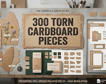 300+ Torn Cardboard PNG Overlays, Ripped Brown Paper Textures, Craft Paper Pieces, Grunge Scrapbook