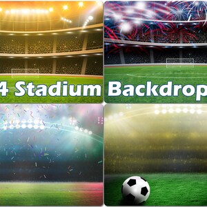 4 Cenário de estádio de futebol, fundo de gol de futebol, fundo de estádio esportivo, luzes de estádio, sobreposições de Photoshop, holofote, holofote