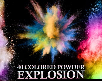 40 Esplosione di polvere colorata, Texture di polvere sacra Arcobaleno Esplosione Texture colorate Arte astratta Sfondi di carta digitale che soffiano polvere