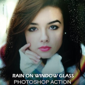 RAIN on WINDOW GLASS Photoshop Action, Window After The Rain, Wet Background, Photoshop Actions, Rain effect, Rainy day, Art Photography