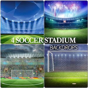 4 Cenário de estádio de futebol, fundo de gol de futebol, cenários de estádio esportivo, luzes de estádio, sobreposições de Photoshop, holofote, holofote