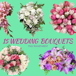 15 Hochzeit Blumenstrauß, Blumensträuße weiße Hochzeit PNG-Dateien, Rosen Foto Overlays Photoshop, Brautjungfern Braut Floral Clipart