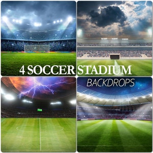 4 Cenário de estádio de futebol, fundo de gol de futebol, cenários de estádio esportivo, luzes de estádio, sobreposições de Photoshop, holofote, holofote