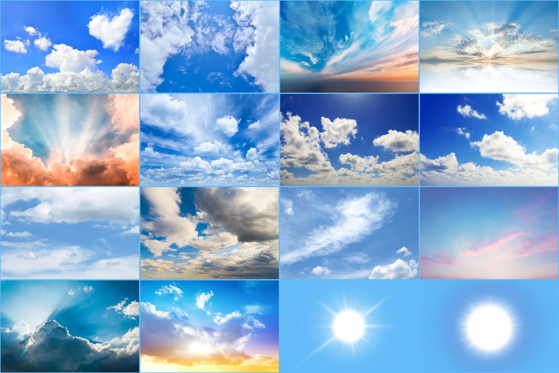 30 Blue Sky Overlays Sunny Sky Overlay Cloud Overlay Etsy