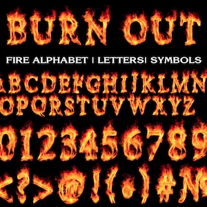 Fire Alphabet Letters and Numbers, Flaming Alphabet, Set of Letters in Flames, Burning Latin Alphabet, Fire Letters, Flaming Alphabet, PNG