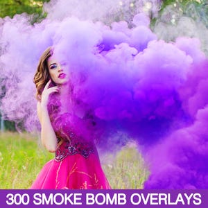 300 Colorful Smoke Bomb Photo Overlays, Gender Reveal Smoke, Colored Fog, PNG