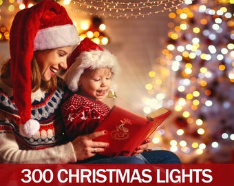 300 Christmas Bokeh overlays, gold bokeh, Christmas overlay, festive, xmas, holiday overlays, photoshop, circles, string lights, blur bokeh