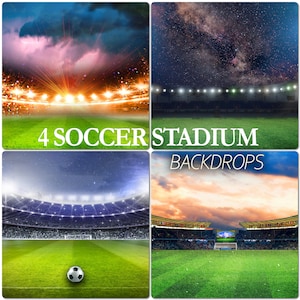 4 Cenário de estádio de futebol, fundo de gol de futebol, cenários de estádio esportivo, luzes de estádio, sobreposições de Photoshop, holofote, holofote