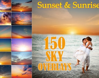 150 Sky Photo Overlays, clouds photoshop, Photoshop overlay, Sky overlay, Sunset Overlay,  sunrise overlay, sky texture, clouds effect