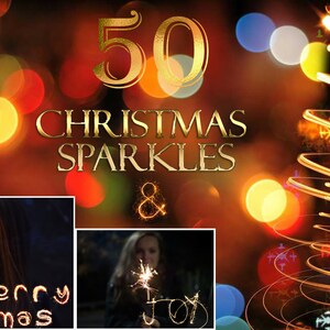 50 fotoöverlägg med jultomte, festliga bokeh-ljuseffekter