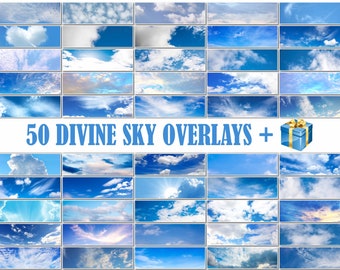 50 Sky Cloud Overlays, Sky Overlay, Cloud Overlay, Photography Overlays, Photoshop skies, photo overlays, digital sky, wedding overlay