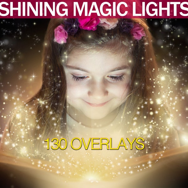 130 Shining Magic Lights Overlays for Photoshop, Christmas overlays, Open Gift Lights, Magic Book Light, Glowing Overlays, Sparkling Light