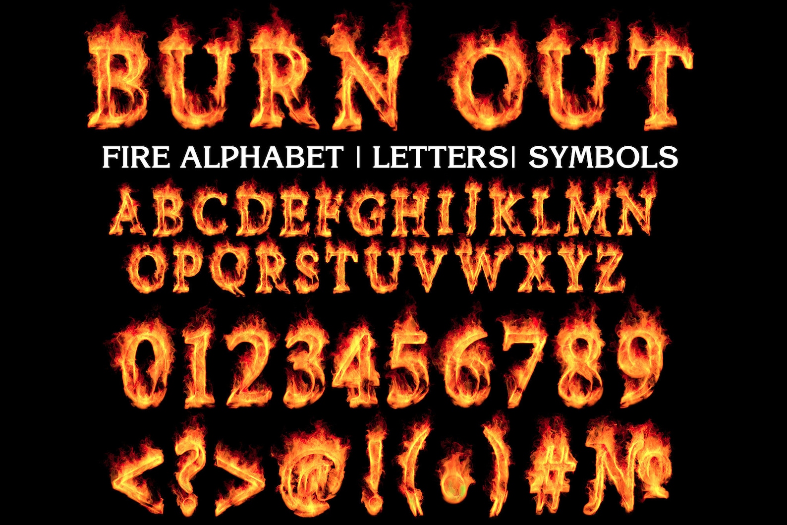 Fire Alphabet Letters and Numbers Flaming Alphabet Set of - Etsy