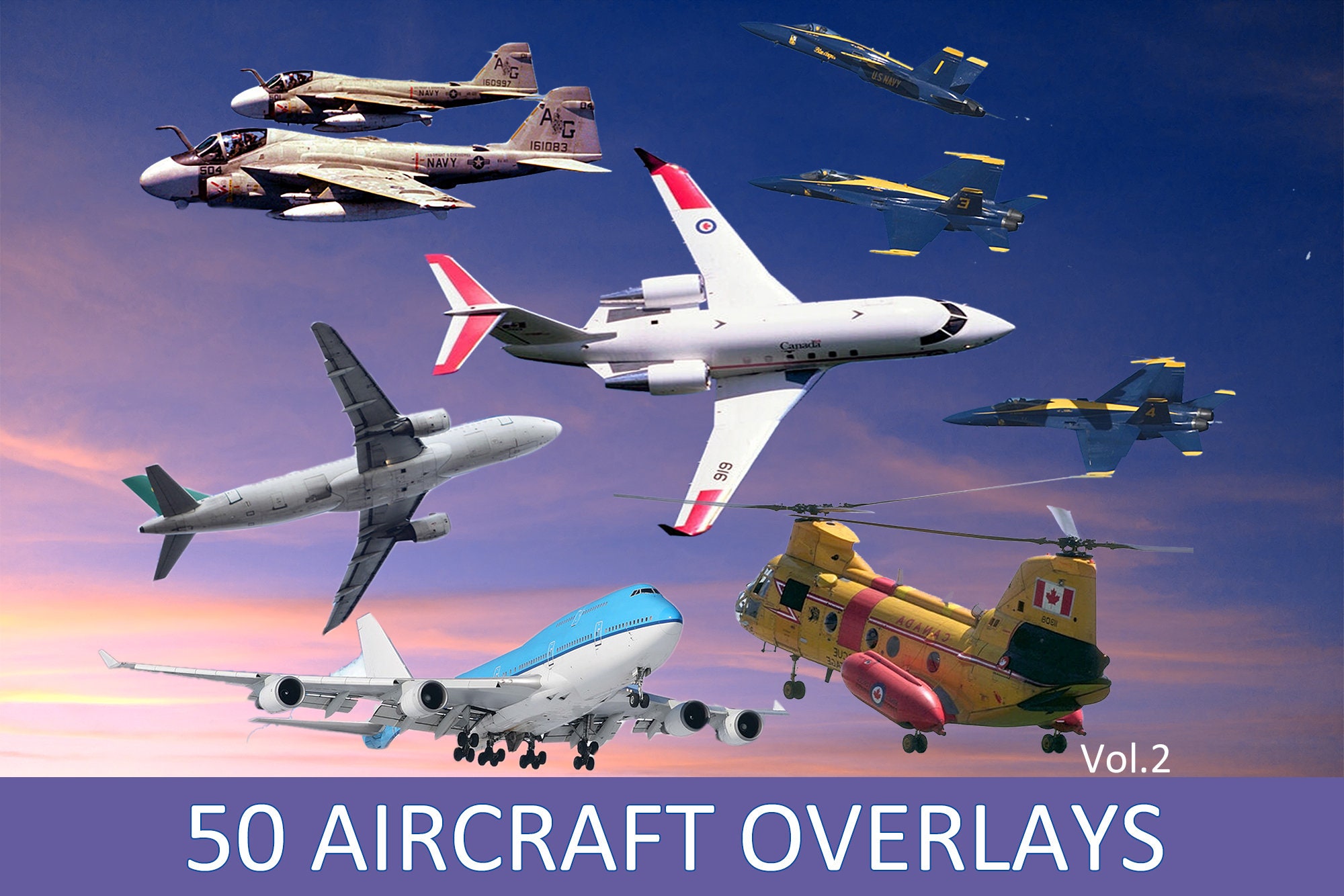 50 Aircraft Overlays Realistic flying airplane Etsy