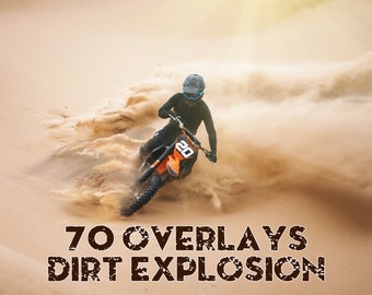 70 superposiciones de fotos de explosión de tierra, superposiciones deportivas, polvo flotante, dunas, desierto de arena, salpicaduras de motocicleta, barro seco, roca, piedra, superposición de niebla