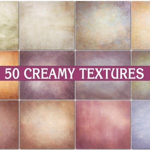 May include: 50 creamy textured backgrounds in various shades of beige, brown, purple, and blue. These digital backgrounds are perfect for adding a vintage or rustic feel to your designs.