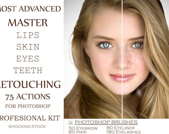 75 Porträt-Retusche Photoshop-Aktionen, glatte Hautbürsten