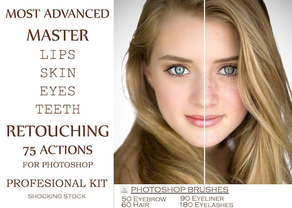 75 Portrait Retouching Photoshop Actions, Smooth Skin Brushes