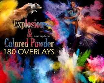 180 Explosion von farbigem Pulver, Heiliges Pulver Textur, farbige Explosion Texturen, Abstrakte Kunst Digitales Papier, Hintergründe, Puder