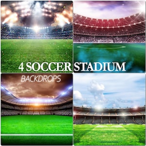 4 Cenário de estádio de futebol, fundo de gol de futebol, cenários de estádio esportivo, luzes de estádio, sobreposições de Photoshop, holofote, holofote