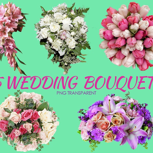 15 Wedding bouquet of flowers, bouquets of white wedding flowers PNG files, Roses Photo Overlays Photoshop, Bridesmaids Bride Floral clipart