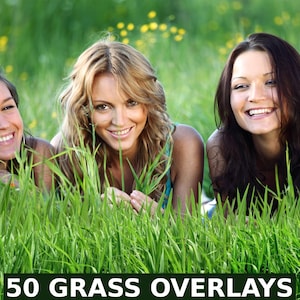 May include: Three women are lying in a field of green grass, smiling and looking at the camera. The grass is tall and lush, and the women are wearing casual clothing.