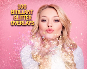 100 superposiciones de Photoshop con brillo, destellos dorados, efectos brillantes, brillo, superposición para bodas