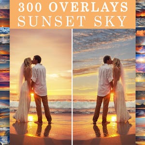300 Sunset Sky Photo Overlays clouds photoshop, Photoshop overlay, Sky overlay, Sunset Overlay, Twilight overlays, sky texture, cloud effect