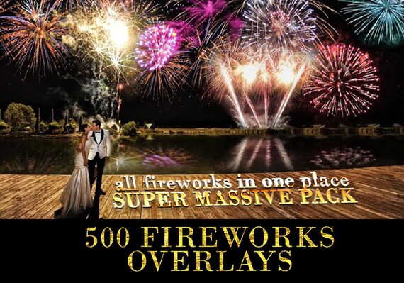 500 Realistic Fireworks Photo Overlays, Wedding, Holiday, Fireworks Explosion, Night Festival, Sky Show